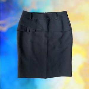 Black Pleated Detail Pencil Midi Skirt (L) | NWOT
